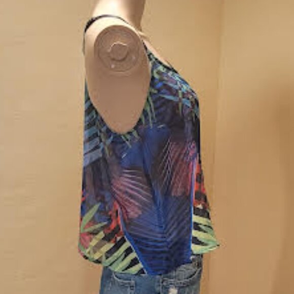 NWT Decree sheer vibrant colored adjustable strap tank top - Size Medium - Picture 5 of 8